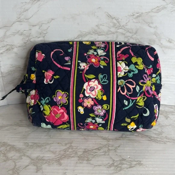 Vera Bradley Large Cosmetic Bag multicolor floral cute spring print - Picture 4 of 6